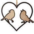 Floristik24 Závěsná dekorace srdce s ozdobou ptáčků na zavěšení 12cm 4ks