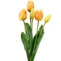 Floristik24 Oranžově žluté tulipány Dekorace Real Touch Umělé květiny 49cm 5ks