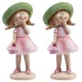 Floristik24 Ozdobné figurky dívka s kloboukem růžová zelená 6,5x5,5x14,5cm 2ks