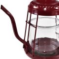 Floristik24 Stojan na čajovou svíčku skleněná lucernička čajová konvice červená Ø15cm V26cm