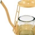 Floristik24 Stojan na čajovou svíčku skleněná lucerna konvice na čaj oranžová Ø13cm 22cm