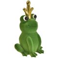 Floristik24 Ozdobná žába, žabí princ, jarní dekorace, žába se zlatou korunkou zelená 40,5cm