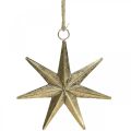 Floristik24 Vánoční dekorace přívěsek hvězda zlatý starožitný vzhled Š19,5cm