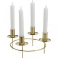 Floristik24 Svícen kroužek tyč svíčky svícen zlatý Ø23cm V11cm 2ks