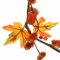 Floristik24 Podzimní girlanda s javorovými listy a oranžovými šiškami 1,28m