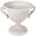 Floristik24 Starožitná trofej s uchy kovová dekorace vintage šedá bílá V18cm