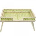 Floristik24 Podnos na postel z bambusu, servírovací podnos skládací, dřevěný podnos s pleteným vzorem zeleno-přírodní barvy 51,5×37cm