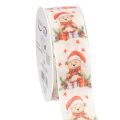 Floristik24 Dárková stuha medvěd s čepicí Santy a dárky 40mm 15m