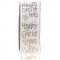 Floristik24 Stuha &quot;Merry Christmas&quot; bílá, zlatá 40mm 20m