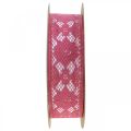 Floristik24 Krajková stuha růžová 25mm dekorační stuha krajka 15m