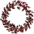 Floristik24 Berry Wreath Red Umělé rostliny Červené Vánoce Ø35cm