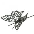 Floristik24 Květinová zátka kovový motýl černý 10,5×8/44cm 3ks