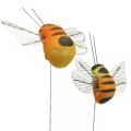 Floristik24 Deco včelka, jarní dekorace, včelka na drátě oranžová, žlutá B5/6,5cm 12ks