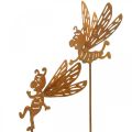 Floristik24 Květinová zátka včelka, rez, ozdobná zátka patina L31/32cm 6ks