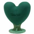Floristik24 Květinové pěnové 3D srdce s nohou květinové pěnové zelené 30cm x 28cm