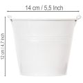 Bílé plechové kbelíky Ø14cm V12cm 6 ks | Floristik24.cz