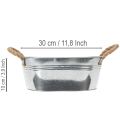 Oválná plechová miska stříbrná 30cm x 17cm x 10cm | Floristik24.cz
