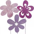Floristik24 Zahradní kůl květina kůl květ fialová/fialová/růžová Ø9,5cm 15ks