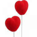 Floristik24 Květinová zátka deco srdce červená srdíčko 6x6cm H26cm 18 kusů