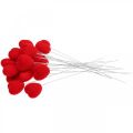 Floristik24 Květinová zátka deco srdce červená srdíčko 6x6cm H26cm 18 kusů