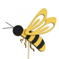 Floristik24 Květinová zátka bee deco plug dřevěná včelí dekorace 7cm 12ks