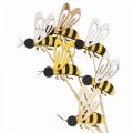 Floristik24 Květinová zátka bee deco plug dřevěná včelí dekorace 7cm 12ks