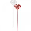 Floristik24 Květinová zátka srdce červená, bílá ozdobná zátka Valentýnská 7cm 12ks