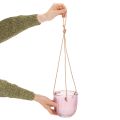 Skleněný květináč/závěsná lucerna, fialová/zelená, 14 cm, 2 kusy | Floristik24.cz
