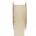 Floristik24 Šifonová stuha krémová látková stuha s třásněmi 40mm 15m