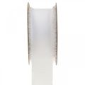 Floristik24 Šifonová stuha bílá látková stuha s třásněmi 40mm 15m
