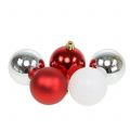 Floristik24 Vánoční koule mix bílá, červená, stříbrná Ø5,5cm 30p