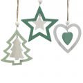 Floristik24 Vánoční ozdoby na stromeček mix zelená, bílá 10cm 9ks