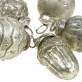Floristik24 Mini ozdoby na strom podzimní plody a koule perleť, starostříbro pravé sklo 3,4–4,4 cm 10ks