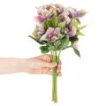 Umělá vánoční kytice růží s fialovými květy, 35 cm, 6 kusů | Floristik24.cz