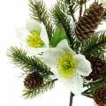 Floristik24 Umělá jedlová větev s vánočními růžemi a šiškami L36cm