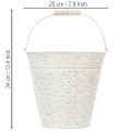 Dekorativní vědro, bíle natřené, s rukojetí, Ø20,5 cm, dekorace na kovový květináč | Floristik24.cz