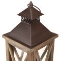 Dekorativní lucerna dřevěná vintage dřevěná lucerna hnědá 17×17×50cm | Floristik24.cz