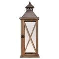 Dekorativní lucerna dřevěná vintage dřevěná lucerna hnědá 17×17×50cm | Floristik24.cz