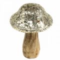 Floristik24 Dřevěná houbová houba Deco se zlatým mozaikovým vzorem V12cm