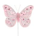 Floristik24 Dekorativní motýl růžový se slídou 10,5cm 3ks