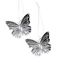 Floristik24 Dekorativní motýlci k zavěšení stříbrní 5cm 36ks