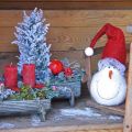 Floristik24 Deco sněhulák s kloboukem Adventní dekorace Vánoční figurka V38cm