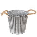 Floristik24 Dekorativní květináč na pěstování, kovový květináč s úchyty, kovová dekorace shabby chic Ø21,5 cm