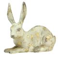 Floristik24 Dekorativní králíci sedící stojící bílé zlato V12,5x16,5cm 2ks