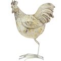 Floristik24 Dekorativní kuřata Bílé zlato Kohout slepice Vintage L13cm 2ks