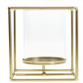 Dekorativní svícen zlatá kovová lucerna skleněná 12×12×13cm