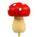 Floristik24 Ozdobná zátka houbové muchomůrky červená 3,5cm L30cm 12ks
