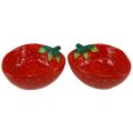 Floristik24 Dekorační miska jahodová keramická miska červená 12,5×15,5cm 2ks