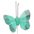 Floristik24 Deko motýl na drátě zelený, modrý 5-6cm 24p