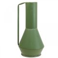 Floristik24 Dekorativní váza kovová zelená rukojeť dekorativní džbán 14cm V28,5cm